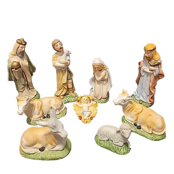 Classic Living Christmas Collection Other - VTG 9pc Porcelain Nativity Figurines‎ Set ~ Classic Living Christmas Collection